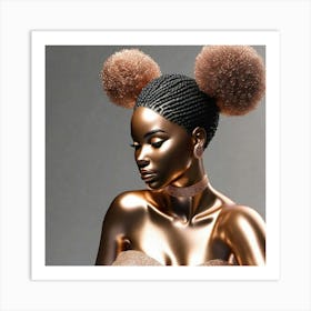 Ebony Woman With Braids Art Print