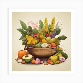 Sketch Of Kerala Festival With Vishu Kani Vishu 0 Art Print