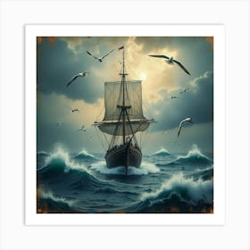 Sailing Ship In The Sea Art Print