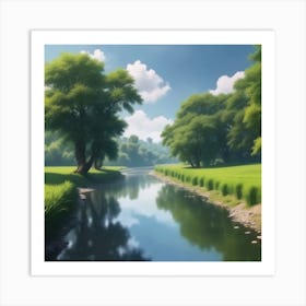 River And Trees Art Print