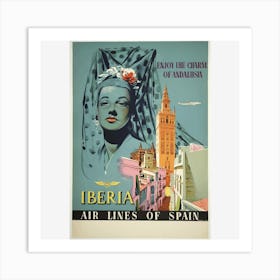 Vintage Travel Poster Andalusia Spain Art Print