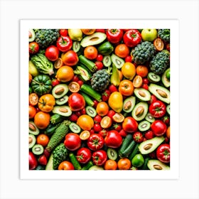 Colorful Fruits And Vegetables Art Print