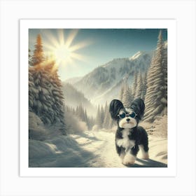 Dog In The Snow 1 Art Print