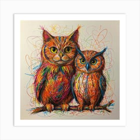 Two Owls Art Print