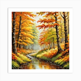 Forest In Autumn In Minimalist Style Square Composition 226 Art Print