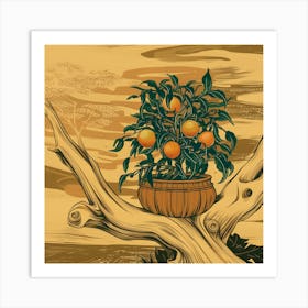 Orange Tree On A Branch Art Print