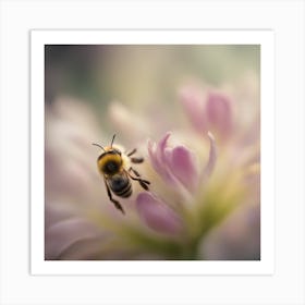 A Close Up Of A Delicate Bee Bud Just Beginning To Bloom, With Soft Petals And Hints Of Vibrant Colo Art Print