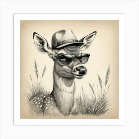 Deer In Sunglasses 4 Art Print