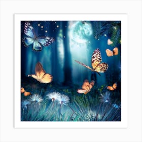 Butterflies In The Forest 1 Art Print