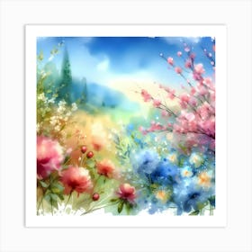 Watercolor Flowers 1 Art Print