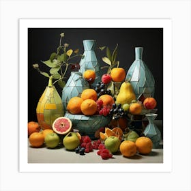 Fruit And Vases paintings art print Art Print