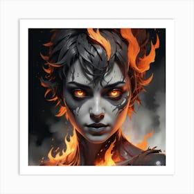 Woman In Flames Art Print