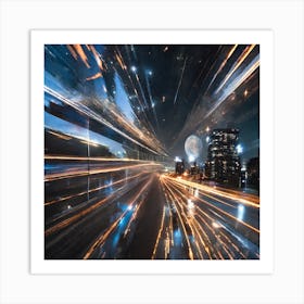 Abstract City At Night Art Print