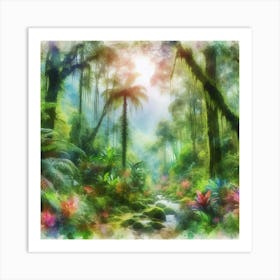 Tropical Jungle Watercolor Painting Art Print