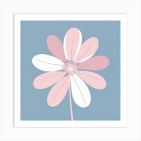 A White And Pink Flower In Minimalist Style Square Composition 574 Art Print