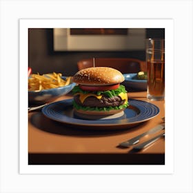 Hamburger On A Plate 89 Art Print