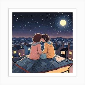 Couple Sitting Together Art Print (2) Art Print