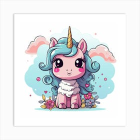 Unicorn With Rainbow Mane 46 Art Print