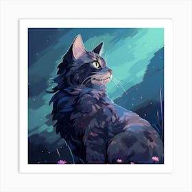 Cat In The Night Sky Art Print