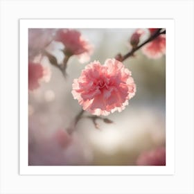 A Blooming Carnation Blossom Tree With Petals Gently Falling In The Breeze 1 Art Print