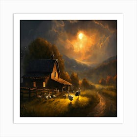 Barn At Night Art Print