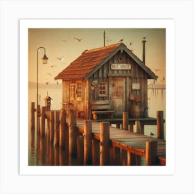 Bait House At The End Of Pier Art Print