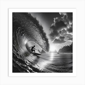 Bw Surfer Art Print