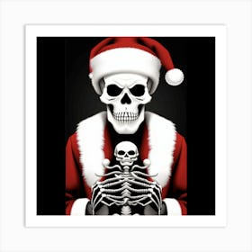 Santa Claus Skeleton Art Print