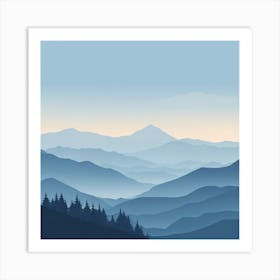 Misty mountains background in blue tone 41 Art Print