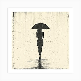 Girl In Rain Art Print