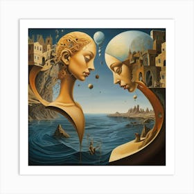 Two Women In The Water Art Print