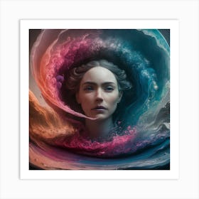 Woman In The Ocean Art Print