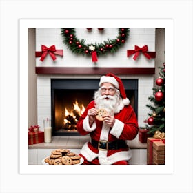 Santa Claus Eating Cookies 3 Art Print