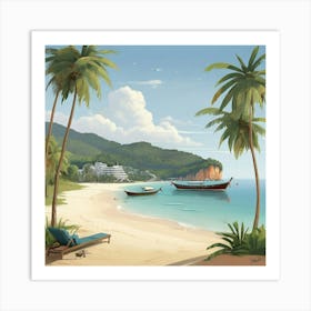 Phuket Thailand Flat Illustration 3 Art Print 0 Art Print