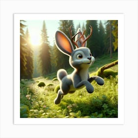 Rabbit In The Forest Art Print