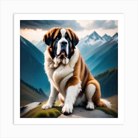 St Bernard Dog 91 Art Print