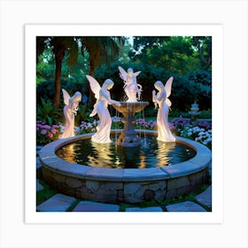 Angels In A Fountain Art Print