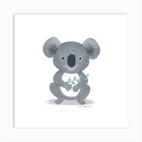 Koala Bear with leaves Art Print