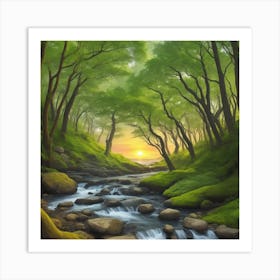 Sunset In The Forest Art Print