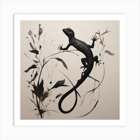 The silhouette of a lizard Art Print