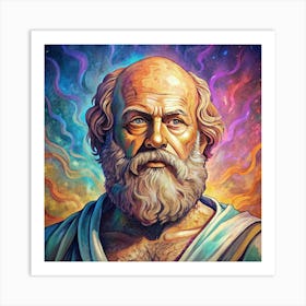 Portrait Of Socrates In A Colorful Abstract Background Art Print