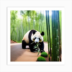 Panda Bear In Bamboo Forest Photo 3 Art Print