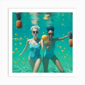 Two Women In Swimsuits Art Print