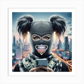 Girl In A Mask Art Print