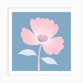 A White And Pink Flower In Minimalist Style Square Composition 349 Art Print