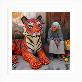 Tiger Made Of Fruit Art Print