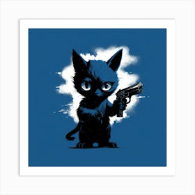 Cat With Gun 3 Art Print