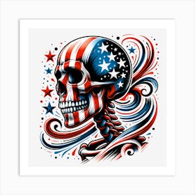 American Flag Skull 4 Art Print