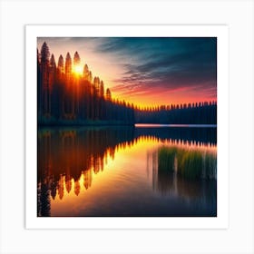 Sunset In The Forest 17 Art Print