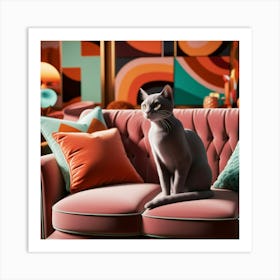 Cat On A Couch Art Print